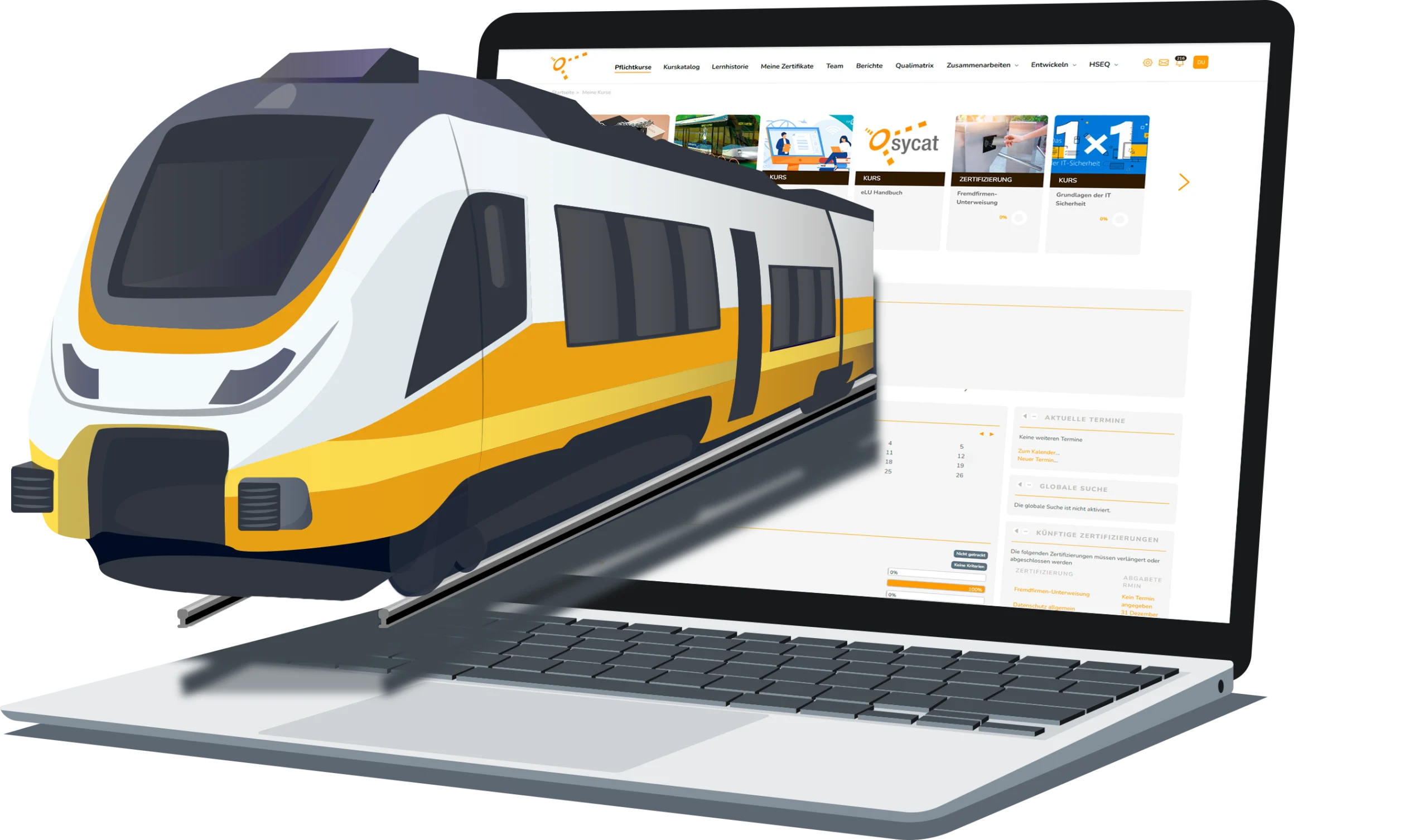 sycat-eLU_Bahn-und-Schiene Unsere Lösungen für Schienenverkehr und Bahntechnik:<br />
E-Learning für Bahn & Schiene