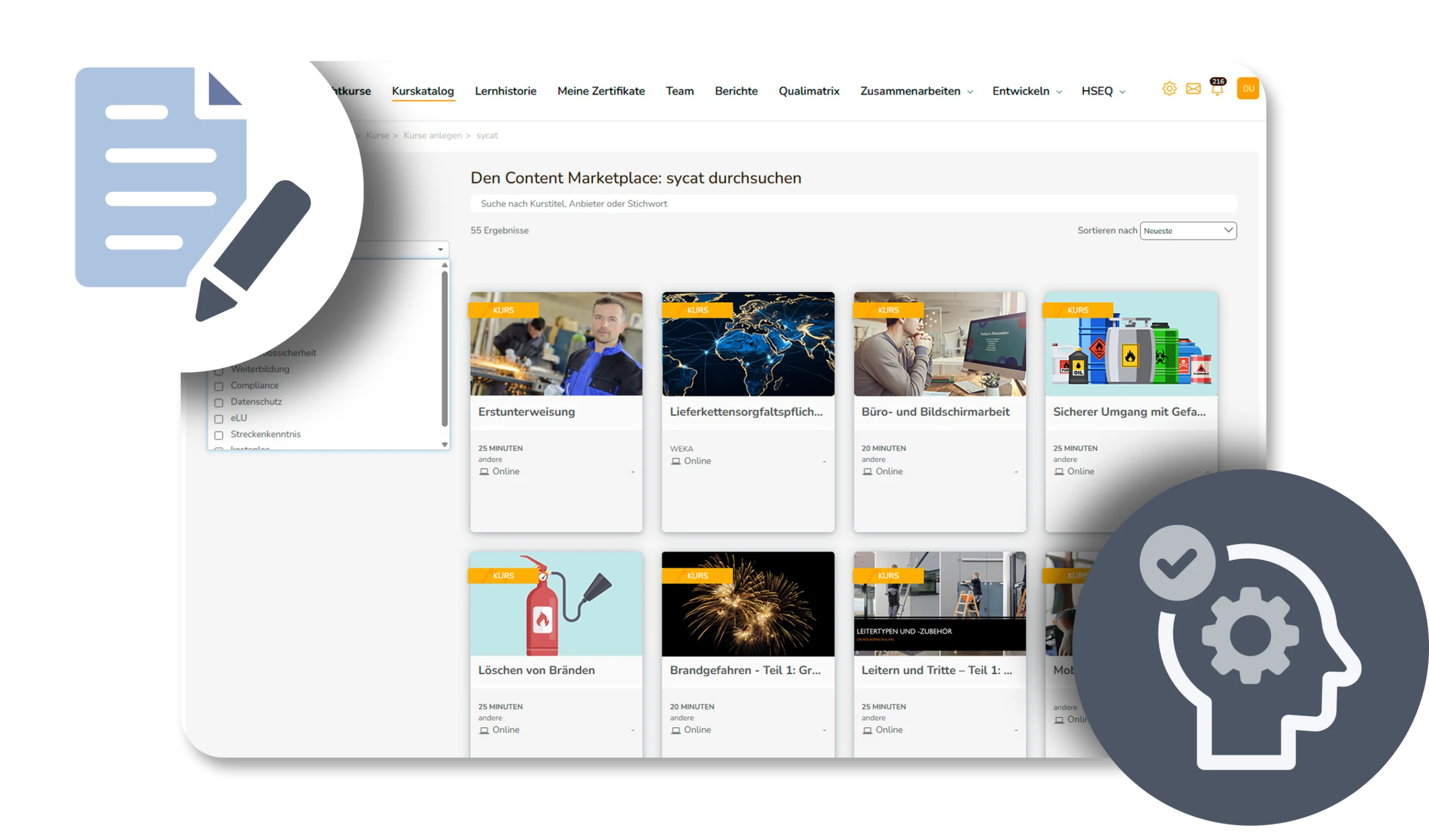 Individuelle Lerninhalte aus dem Marketplace oder einfach selbst erstellen mit dem Autorentool von sycat eLU