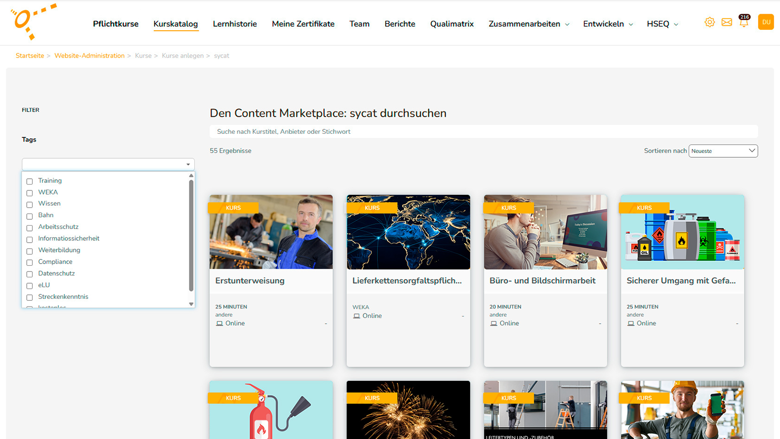 sycat_eLU-Screenshot-Marketplace Individuelle Lerninhalte aus dem Marketplace oder einfach selbst erstellen mit dem Autorentool von sycat eLU