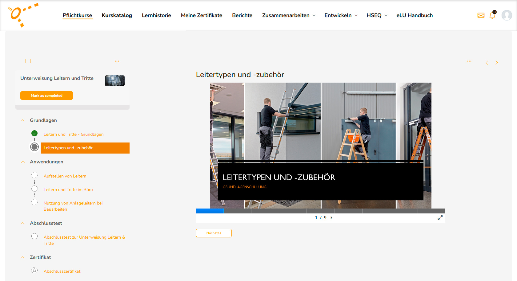 sycat_eLU-Screenshot-Unterweisung Digitale Sicherheitsunterweisungen mit auditsicheren Nachweisen mit sycat eLU